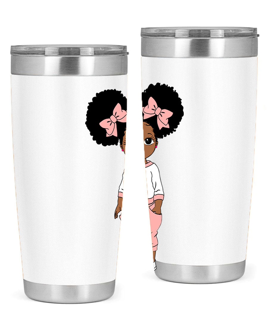 Black Girl Style 9# Tumbler in stainless steel with a stylish design, perfect for hot and cold beverages.