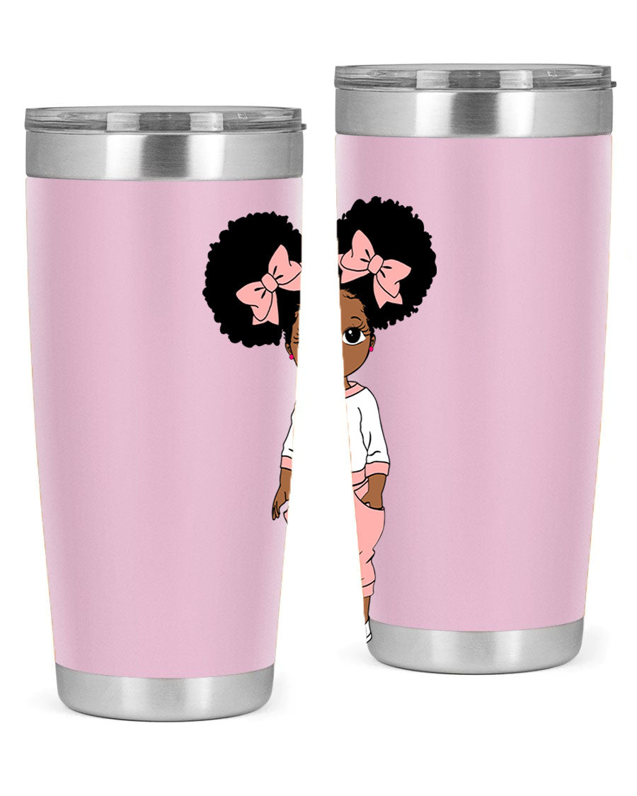 Black Girl Style 9# Tumbler in stainless steel with a stylish design, perfect for hot and cold beverages.