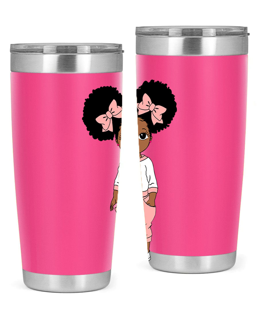 Black Girl Style 9# Tumbler in stainless steel with a stylish design, perfect for hot and cold beverages.