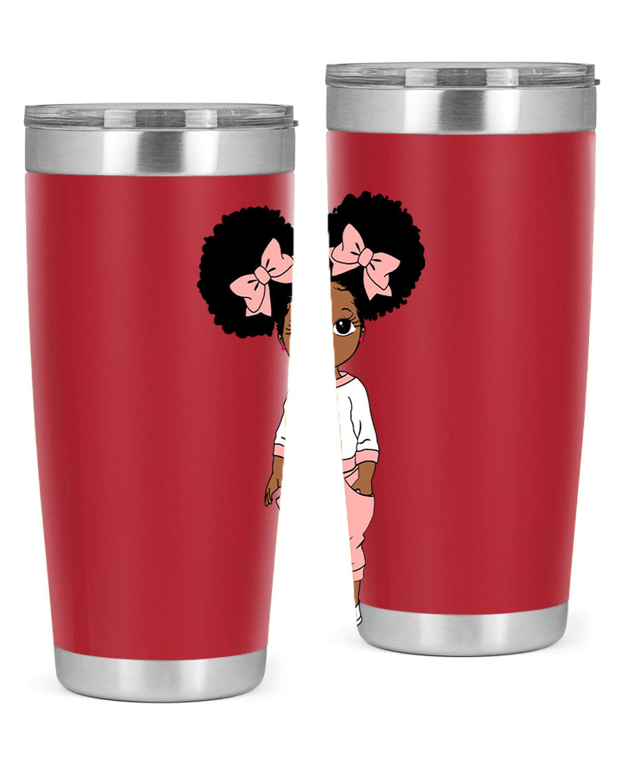 Black Girl Style 9# Tumbler in stainless steel with a stylish design, perfect for hot and cold beverages.