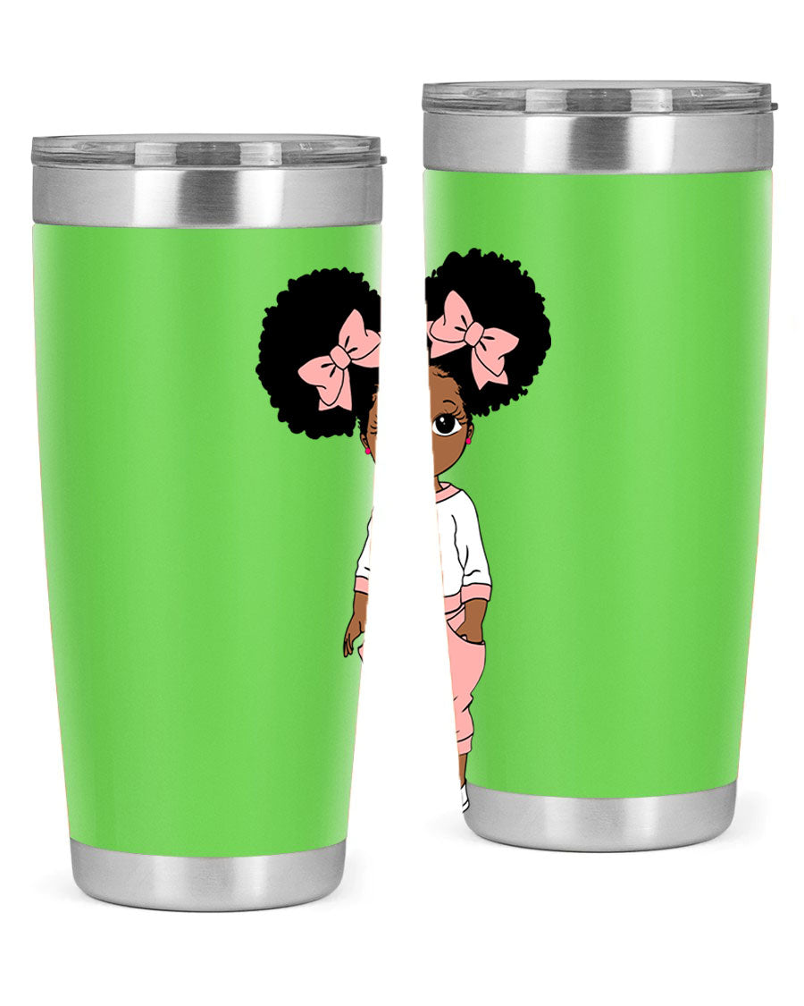 Black Girl Style 9# Tumbler in stainless steel with a stylish design, perfect for hot and cold beverages.