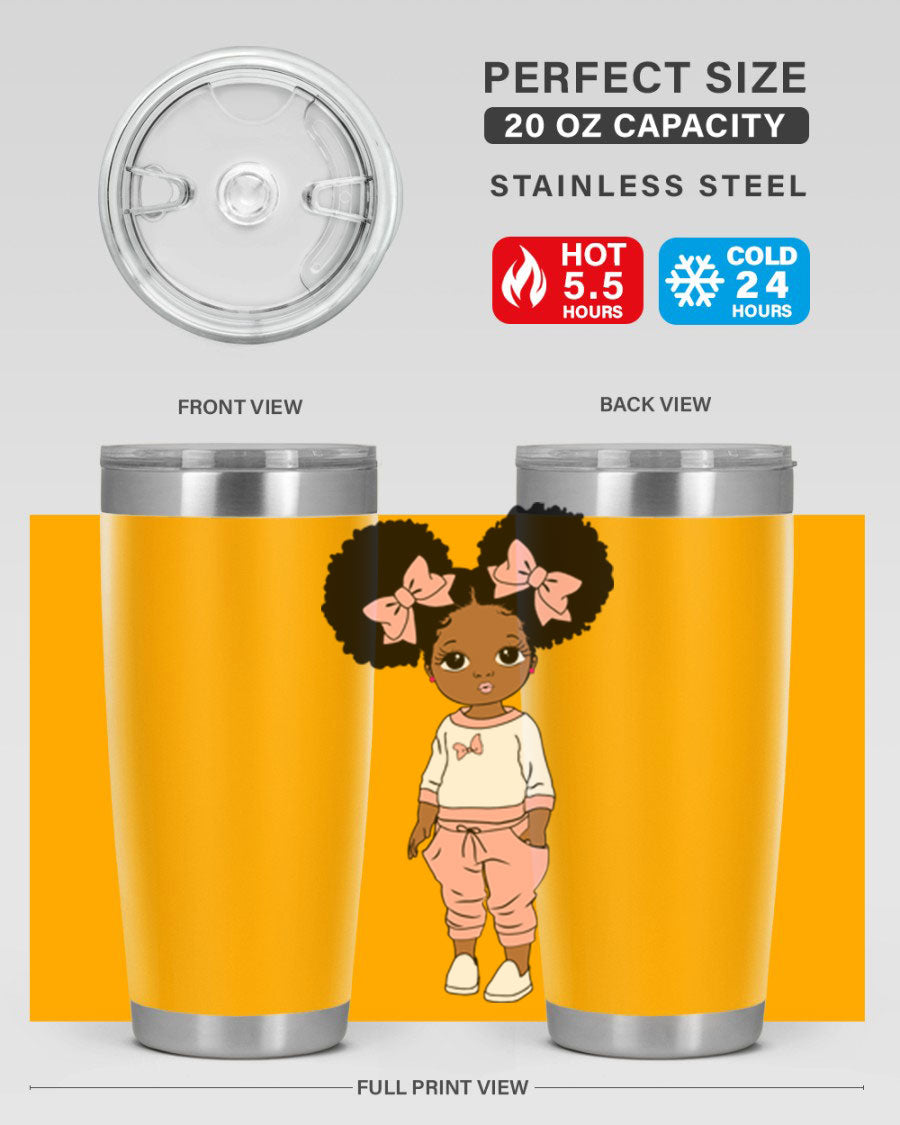 Black Girl Style 9# Tumbler in stainless steel with a stylish design, perfect for hot and cold beverages.