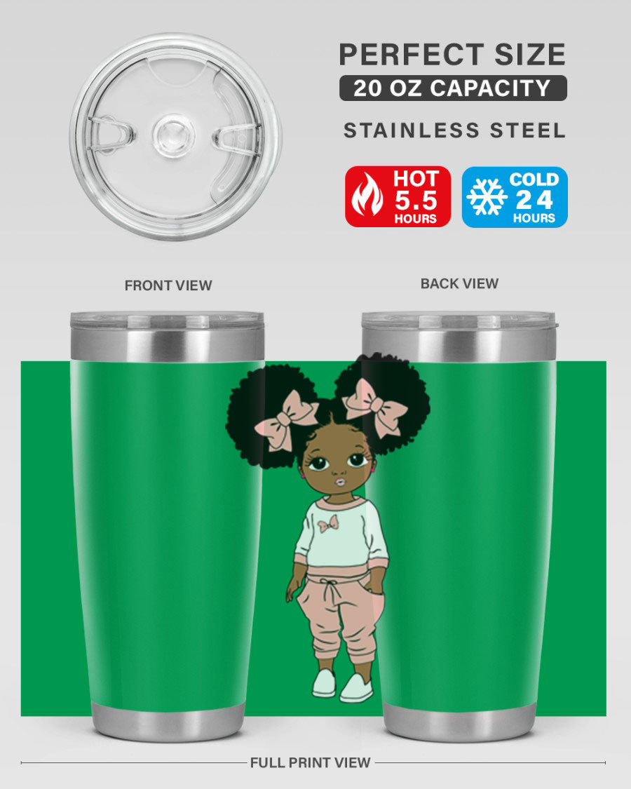 Black Girl Style 9# Tumbler in stainless steel with a stylish design, perfect for hot and cold beverages.