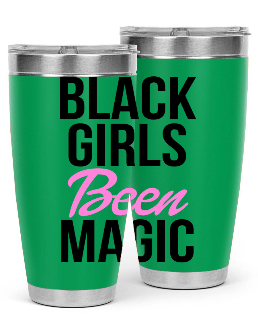 Black Girls Been Magic Cotton Tank showcasing a stylish design with bold lettering, perfect for celebrating black girl magic.