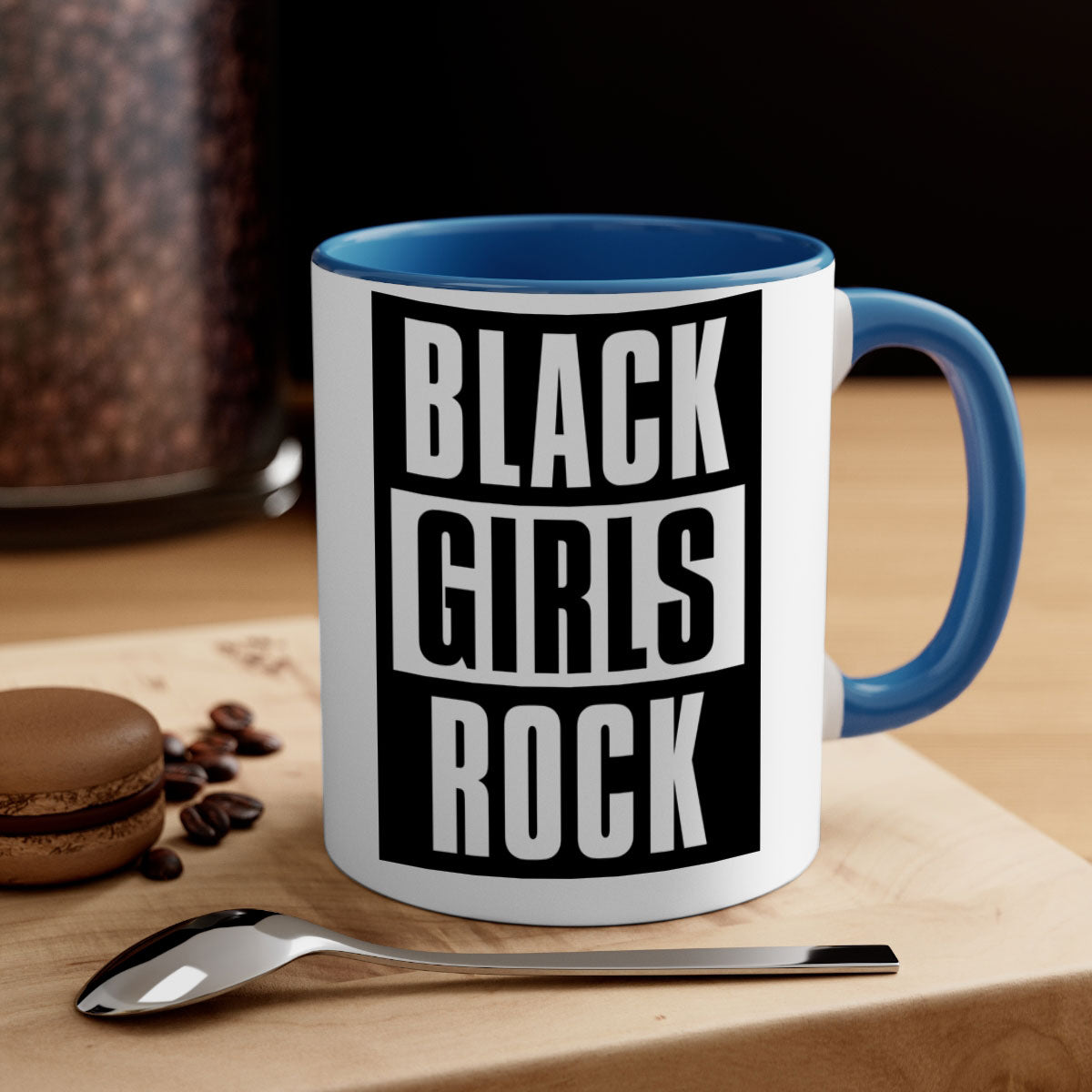 Black Girls Rock 201# Mug featuring a glossy finish with a colored handle and interior, available in multiple colors.