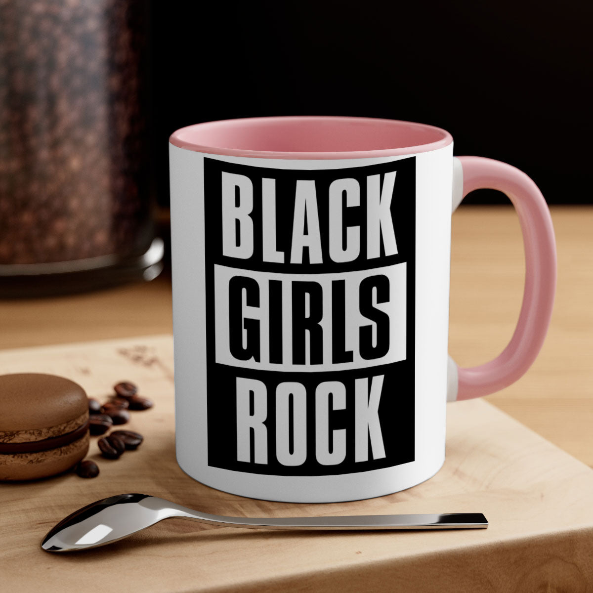 Black Girls Rock 201# Mug featuring a glossy finish with a colored handle and interior, available in multiple colors.