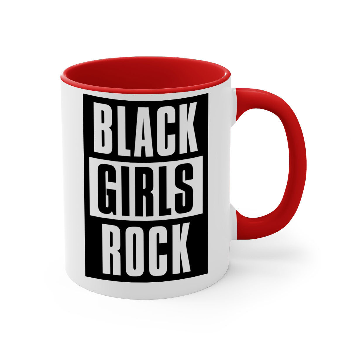 Black Girls Rock 201# Mug featuring a glossy finish with a colored handle and interior, available in multiple colors.