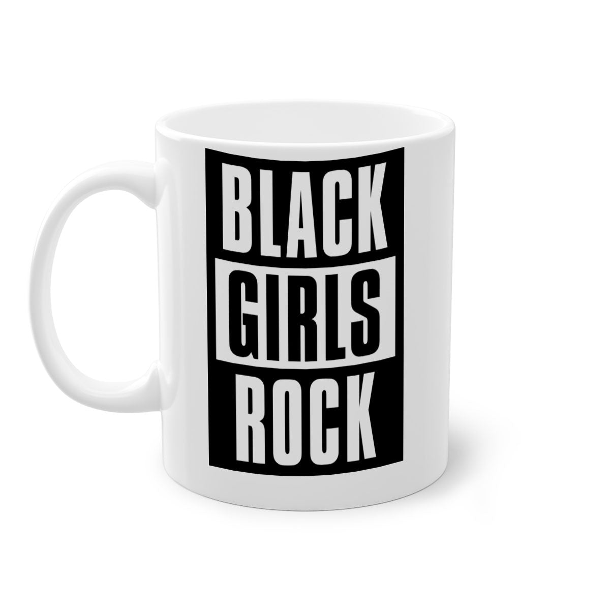 Black Girls Rock 201# Mug featuring a glossy finish with a colored handle and interior, available in multiple colors.