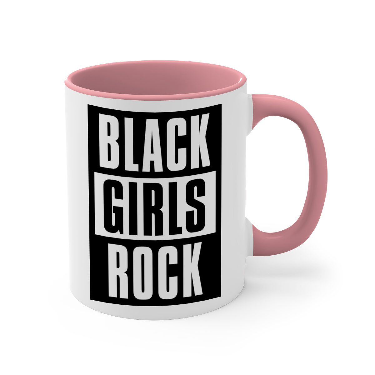 Black Girls Rock 201# Mug featuring a glossy finish with a colored handle and interior, available in multiple colors.