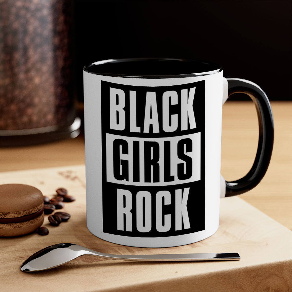 Black Girls Rock 201# Mug featuring a glossy finish with a colored handle and interior, available in multiple colors.