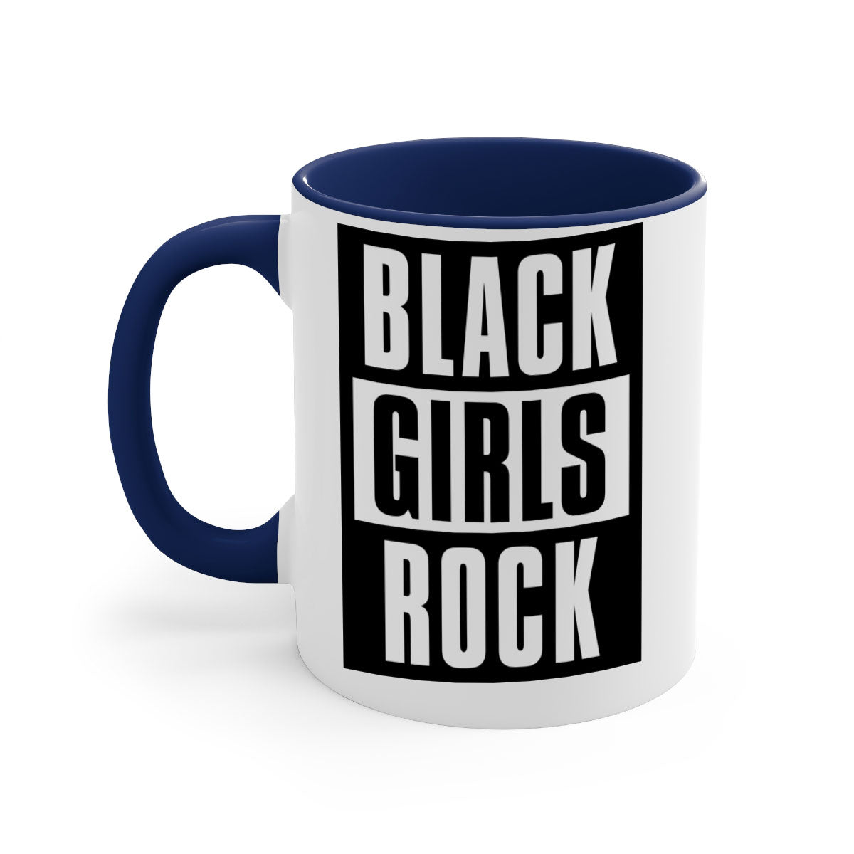 Black Girls Rock 201# Mug featuring a glossy finish with a colored handle and interior, available in multiple colors.