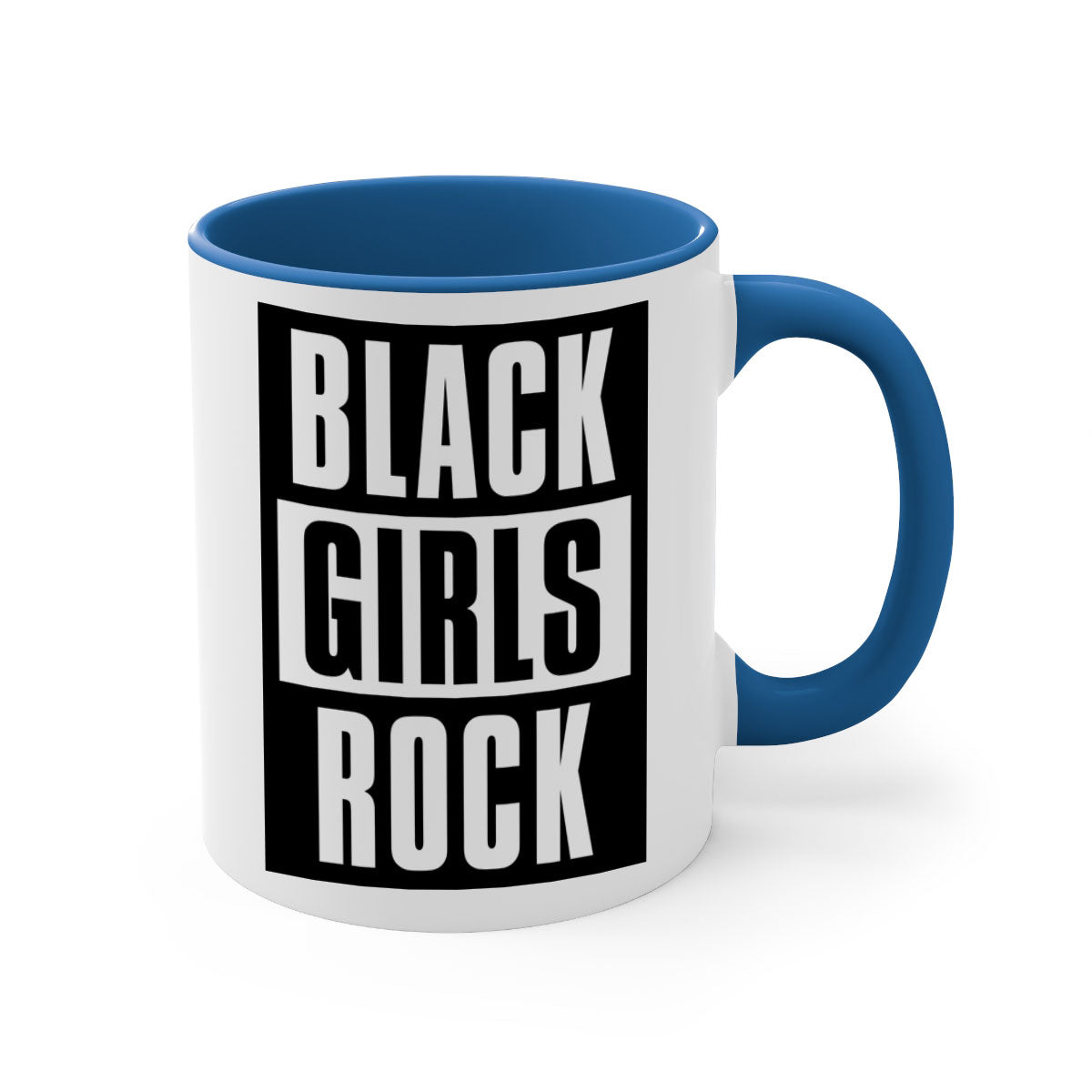 Black Girls Rock 201# Mug featuring a glossy finish with a colored handle and interior, available in multiple colors.