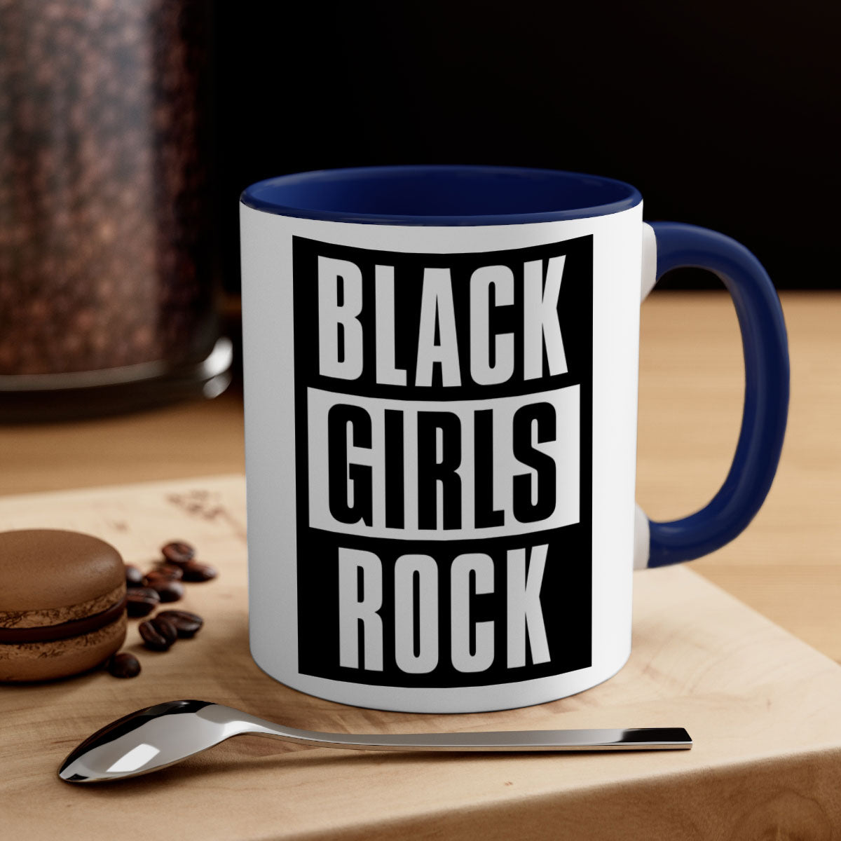 Black Girls Rock 201# Mug featuring a glossy finish with a colored handle and interior, available in multiple colors.