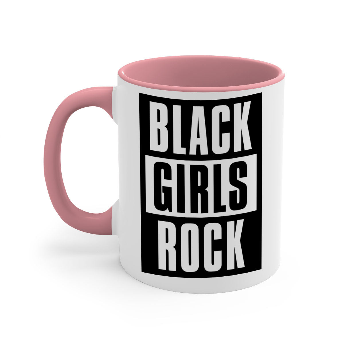 Black Girls Rock 201# Mug featuring a glossy finish with a colored handle and interior, available in multiple colors.