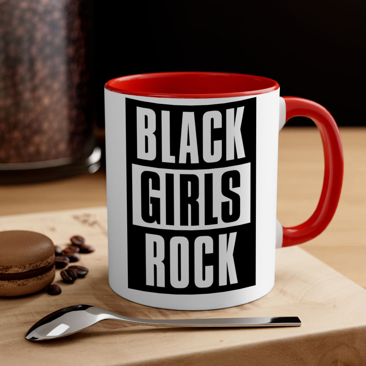 Black Girls Rock 201# Mug featuring a glossy finish with a colored handle and interior, available in multiple colors.