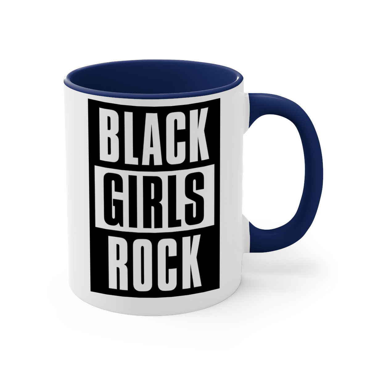 Black Girls Rock 201# Mug featuring a glossy finish with a colored handle and interior, available in multiple colors.