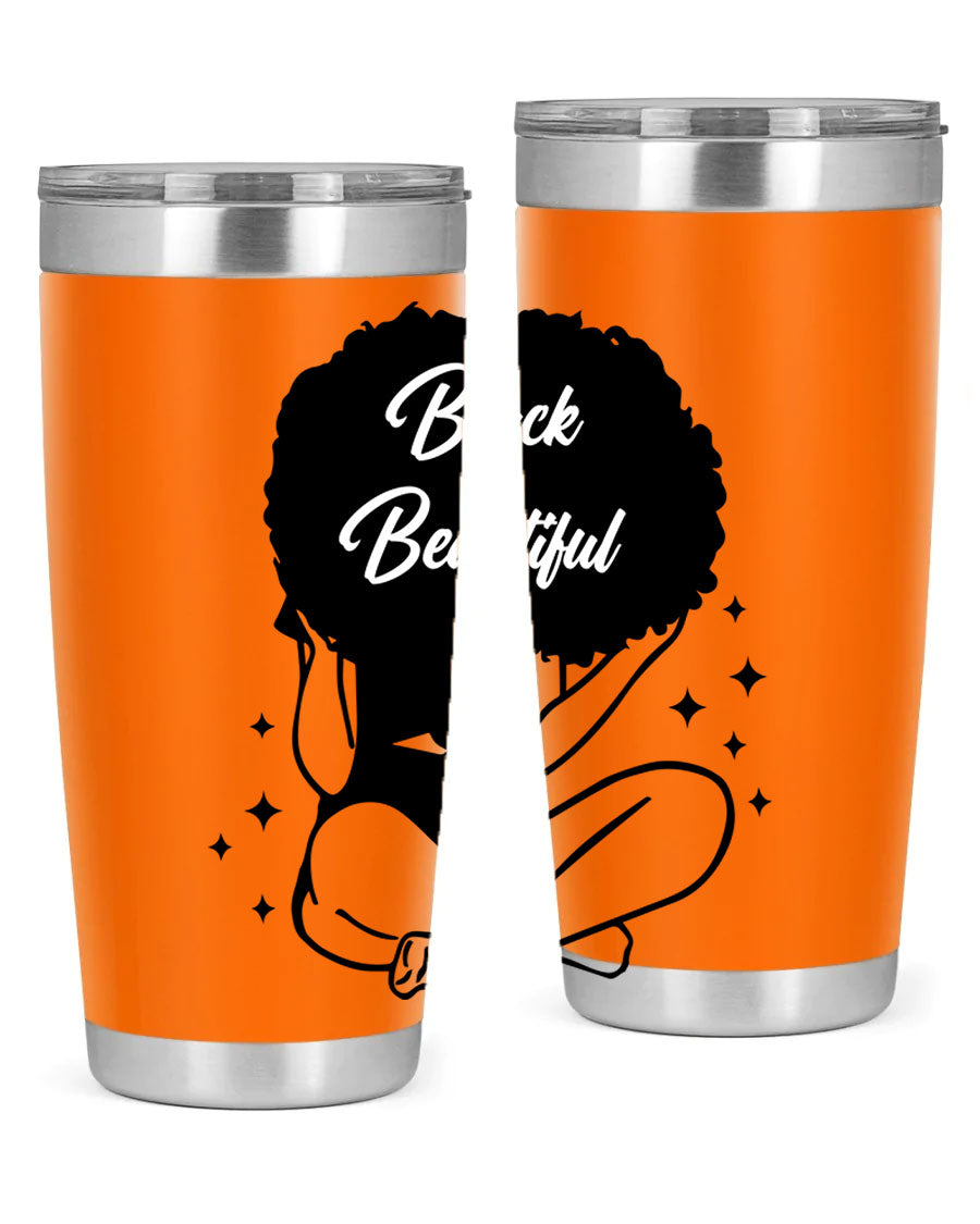 Black is Beautiful 15# Tumbler, 20oz stainless steel with a sleek matte finish, designed for hot and cold beverages.