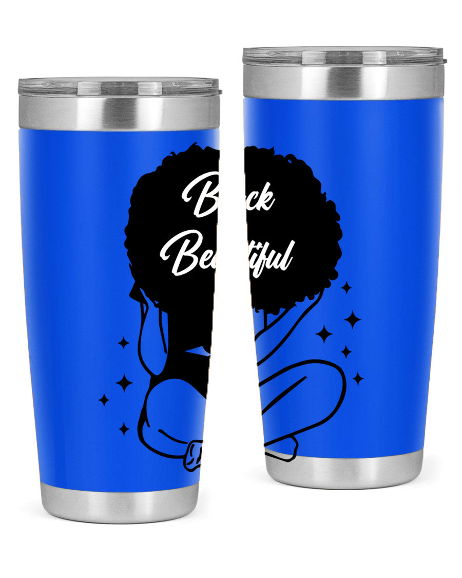 Black is Beautiful 15# Tumbler, 20oz stainless steel with a sleek matte finish, designed for hot and cold beverages.