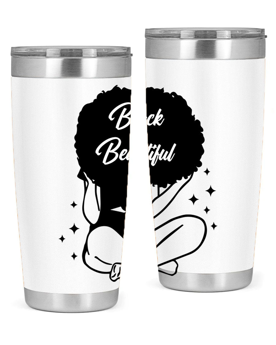 Black is Beautiful 15# Tumbler, 20oz stainless steel with a sleek matte finish, designed for hot and cold beverages.