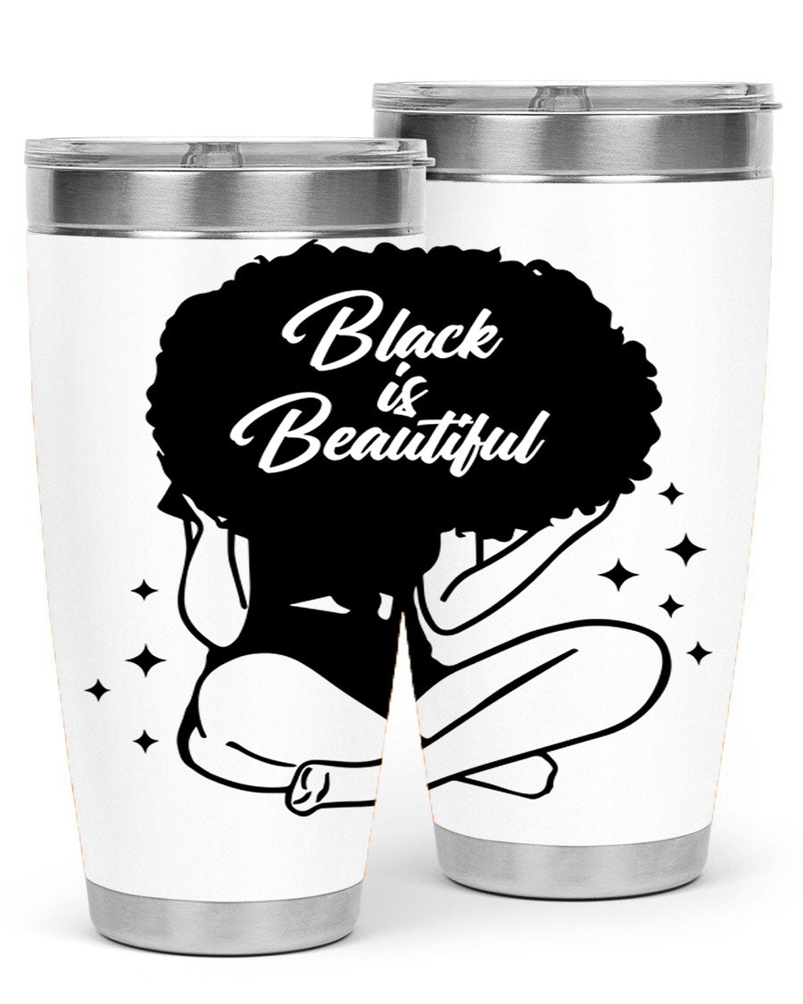 Black is Beautiful 15# Tumbler, 20oz stainless steel with a sleek matte finish, designed for hot and cold beverages.