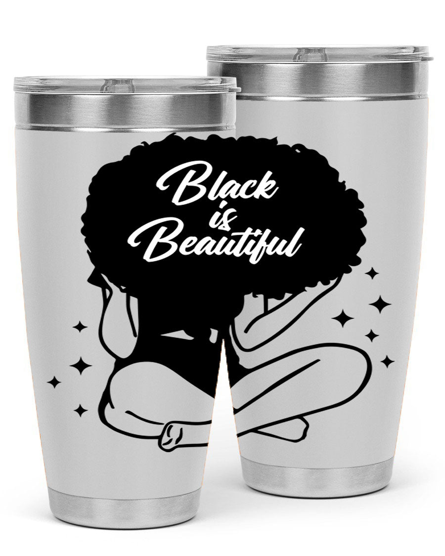 Black is Beautiful 15# Tumbler, 20oz stainless steel with a sleek matte finish, designed for hot and cold beverages.