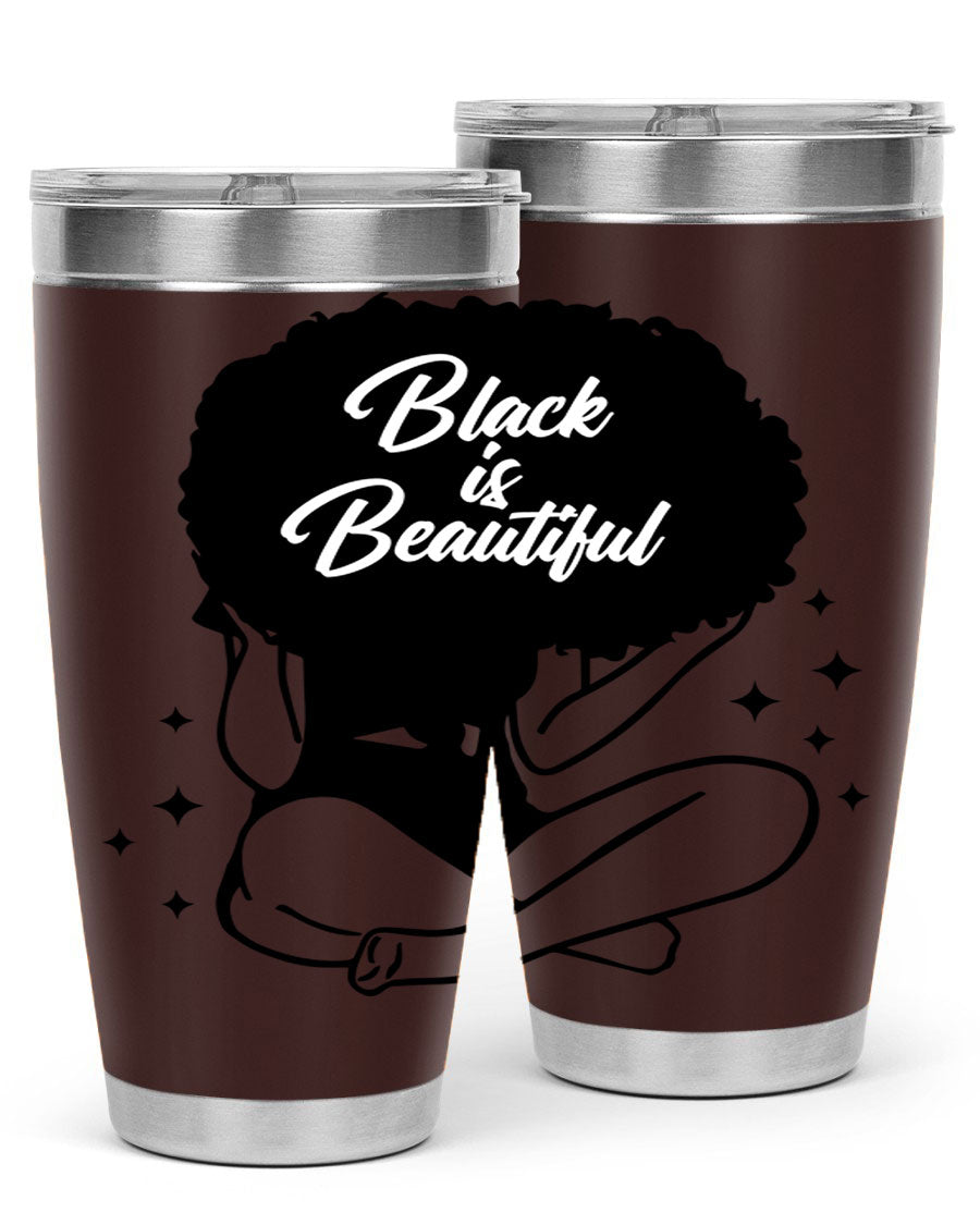 Black is Beautiful 15# Tumbler, 20oz stainless steel with a sleek matte finish, designed for hot and cold beverages.