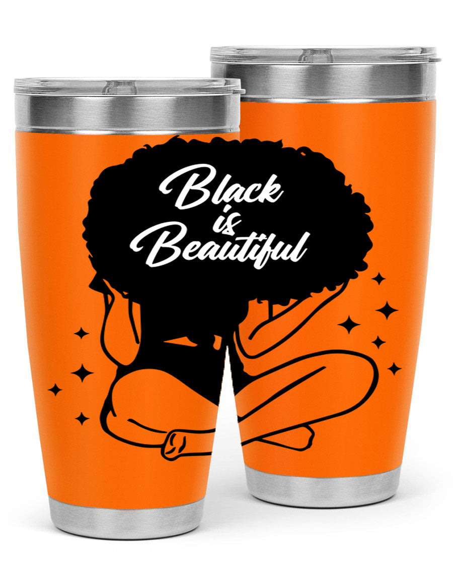 Black is Beautiful 15# Tumbler, 20oz stainless steel with a sleek matte finish, designed for hot and cold beverages.