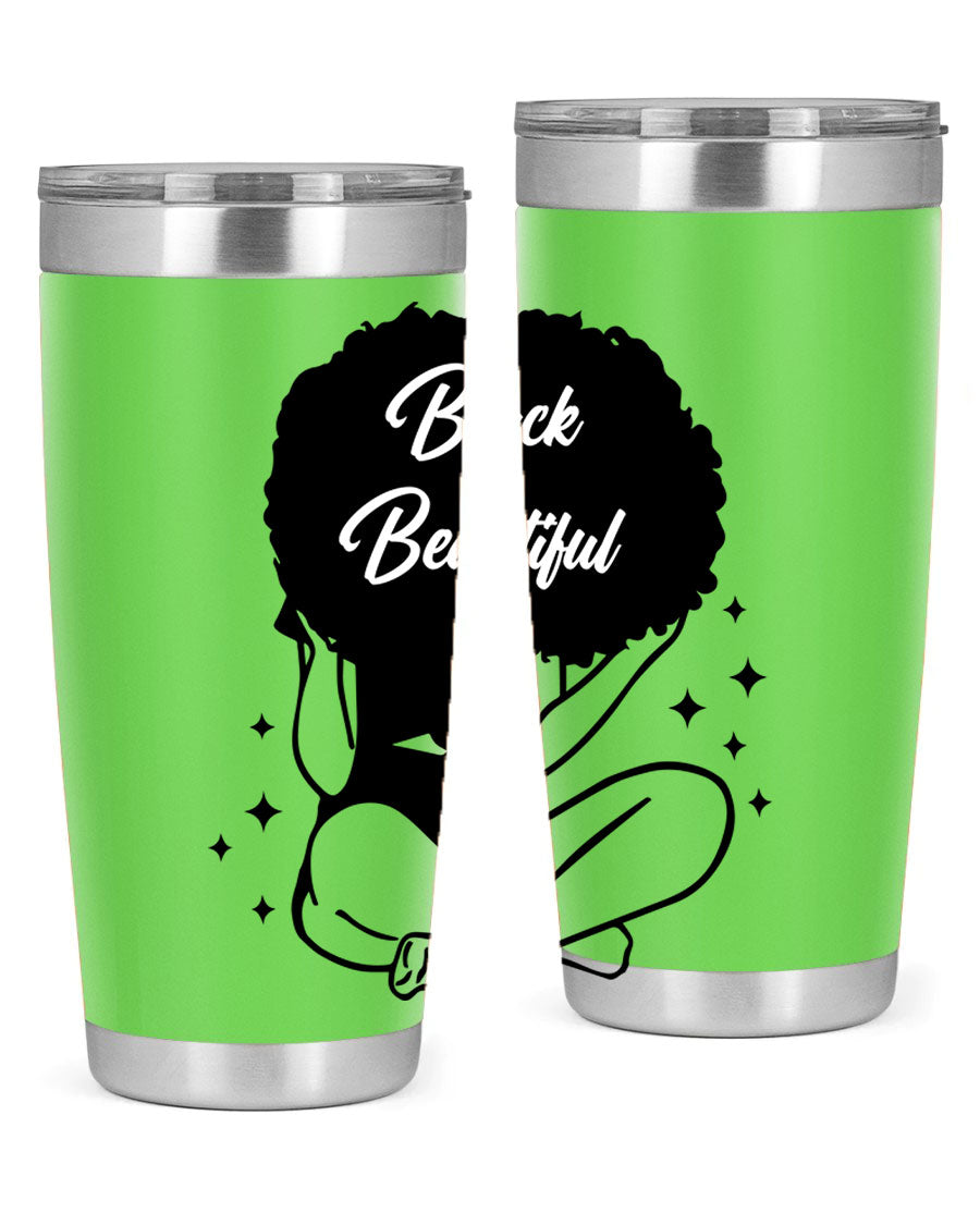 Black is Beautiful 15# Tumbler, 20oz stainless steel with a sleek matte finish, designed for hot and cold beverages.