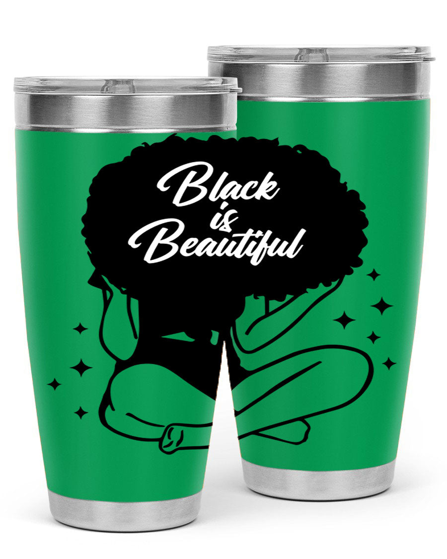 Black is Beautiful 15# Tumbler, 20oz stainless steel with a sleek matte finish, designed for hot and cold beverages.