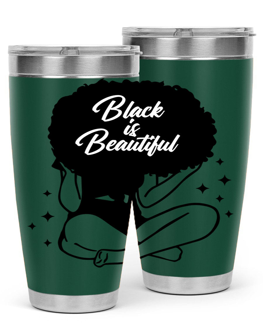 Black is Beautiful 15# Tumbler, 20oz stainless steel with a sleek matte finish, designed for hot and cold beverages.