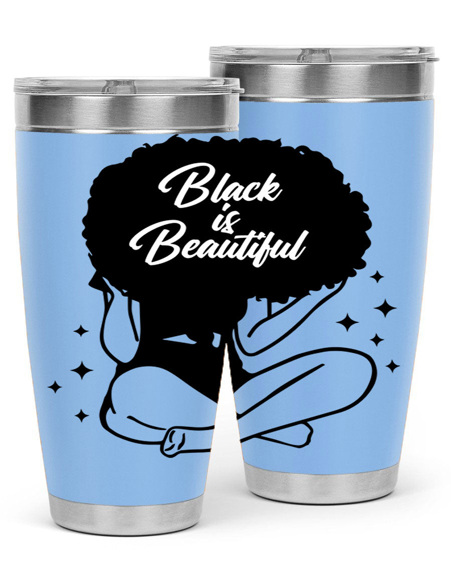 Black is Beautiful 15# Tumbler, 20oz stainless steel with a sleek matte finish, designed for hot and cold beverages.