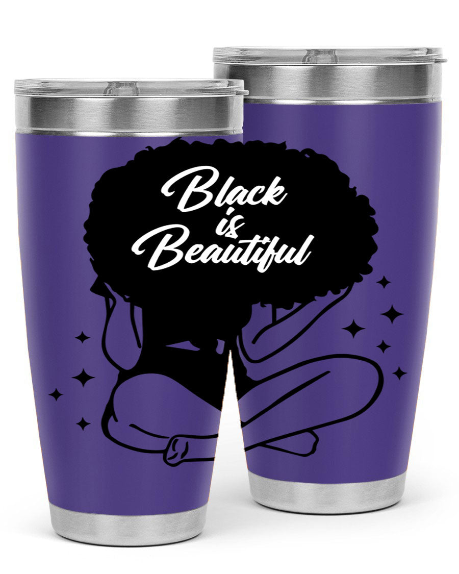 Black is Beautiful 15# Tumbler, 20oz stainless steel with a sleek matte finish, designed for hot and cold beverages.