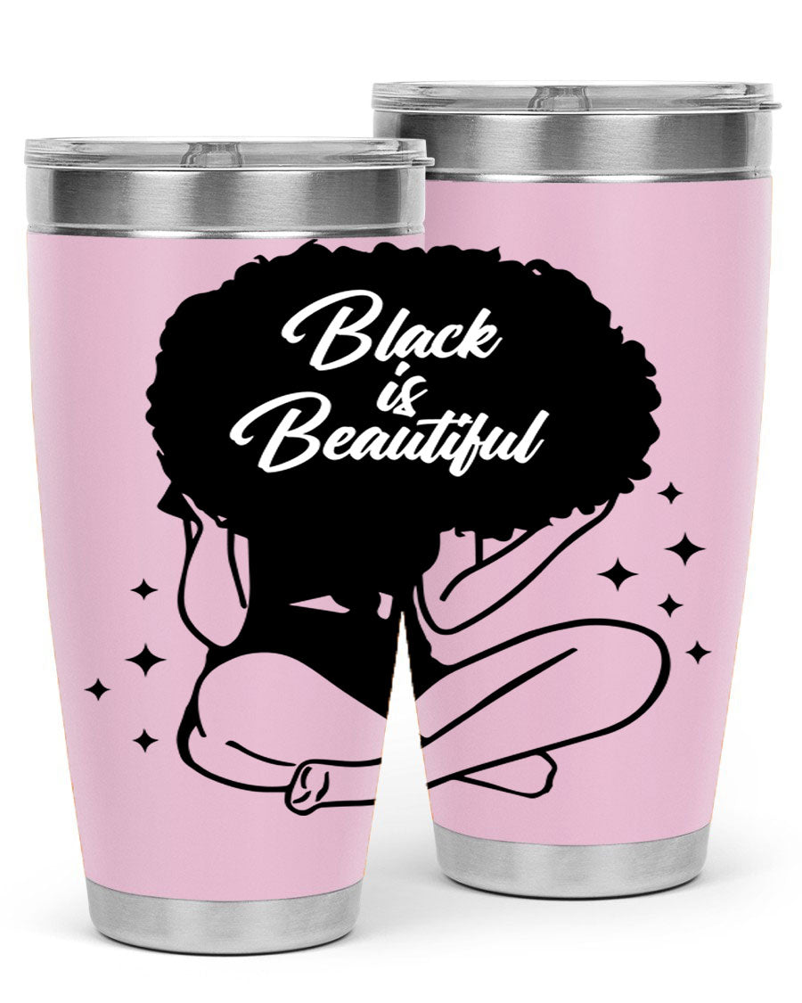 Black is Beautiful 15# Tumbler, 20oz stainless steel with a sleek matte finish, designed for hot and cold beverages.