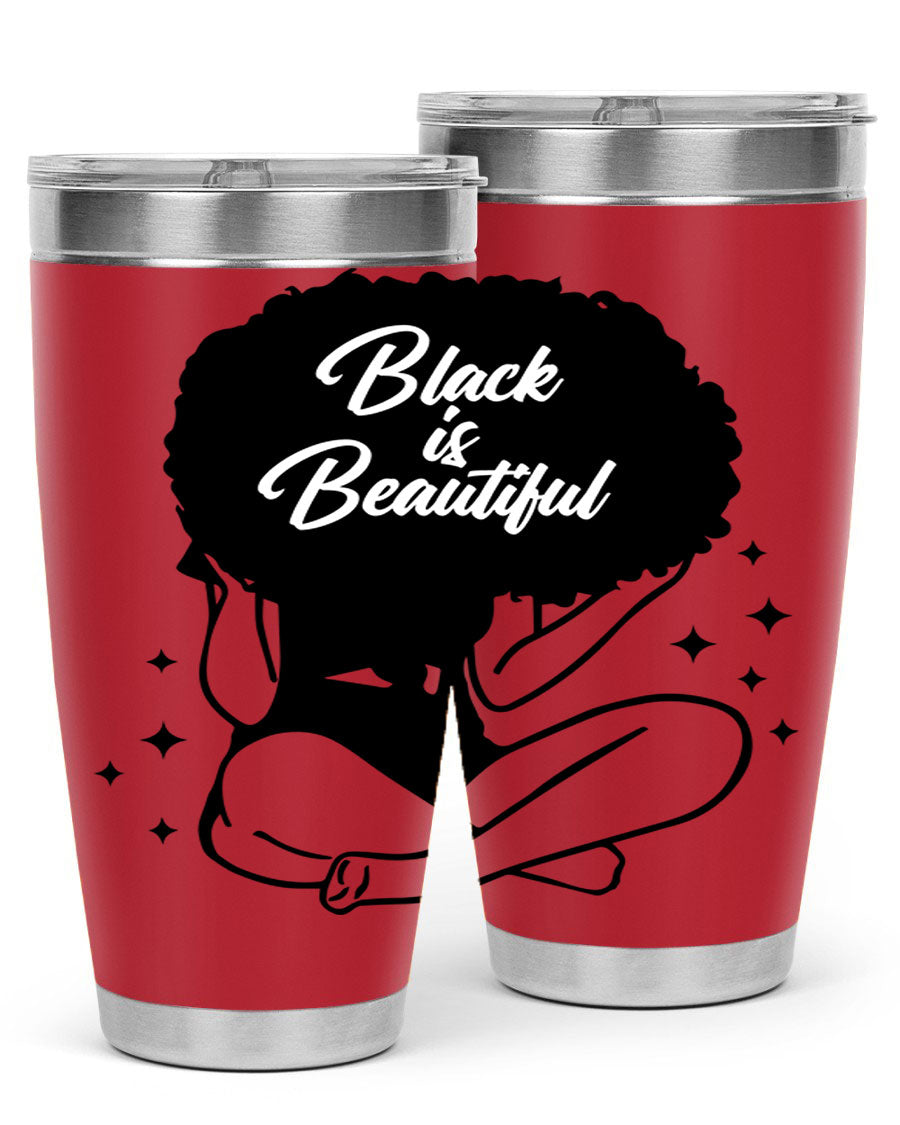 Black is Beautiful 15# Tumbler, 20oz stainless steel with a sleek matte finish, designed for hot and cold beverages.