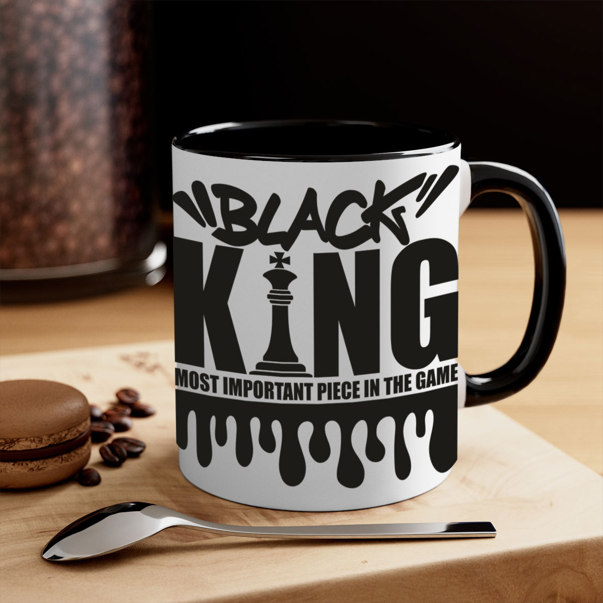 Black king 214# Mug featuring a glossy finish with a colored handle and interior, available in multiple sizes.