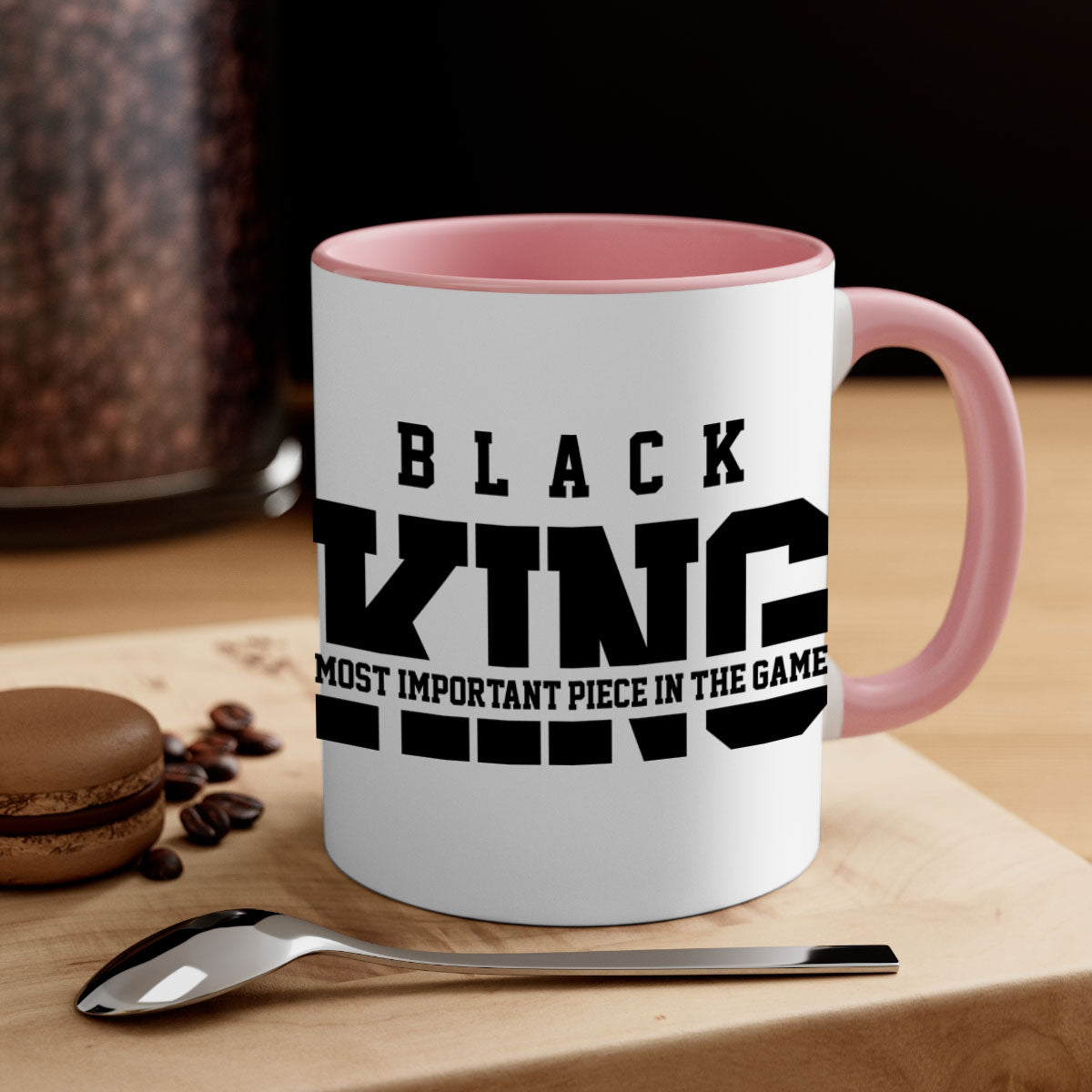 Black King 230# Mug featuring a glossy finish with a colored handle and interior, available in multiple sizes and colors.