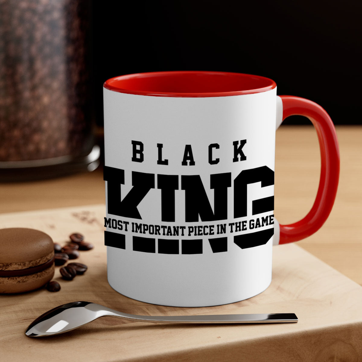 Black King 230# Mug featuring a glossy finish with a colored handle and interior, available in multiple sizes and colors.