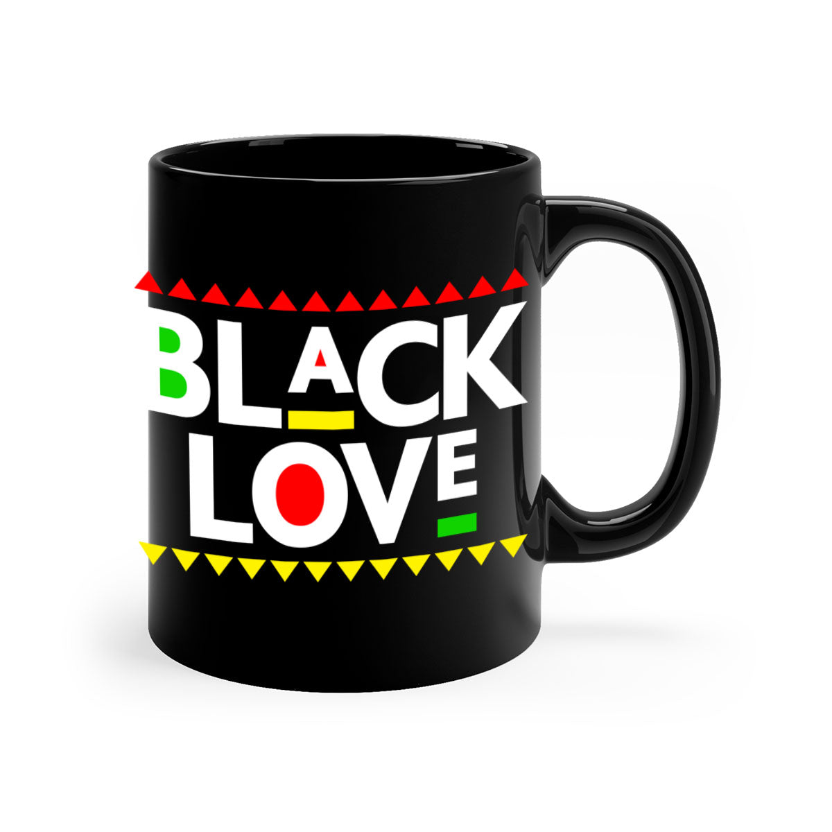 Black Love 228# Mug featuring a glossy finish with a colored handle and interior, available in multiple colors and sizes.