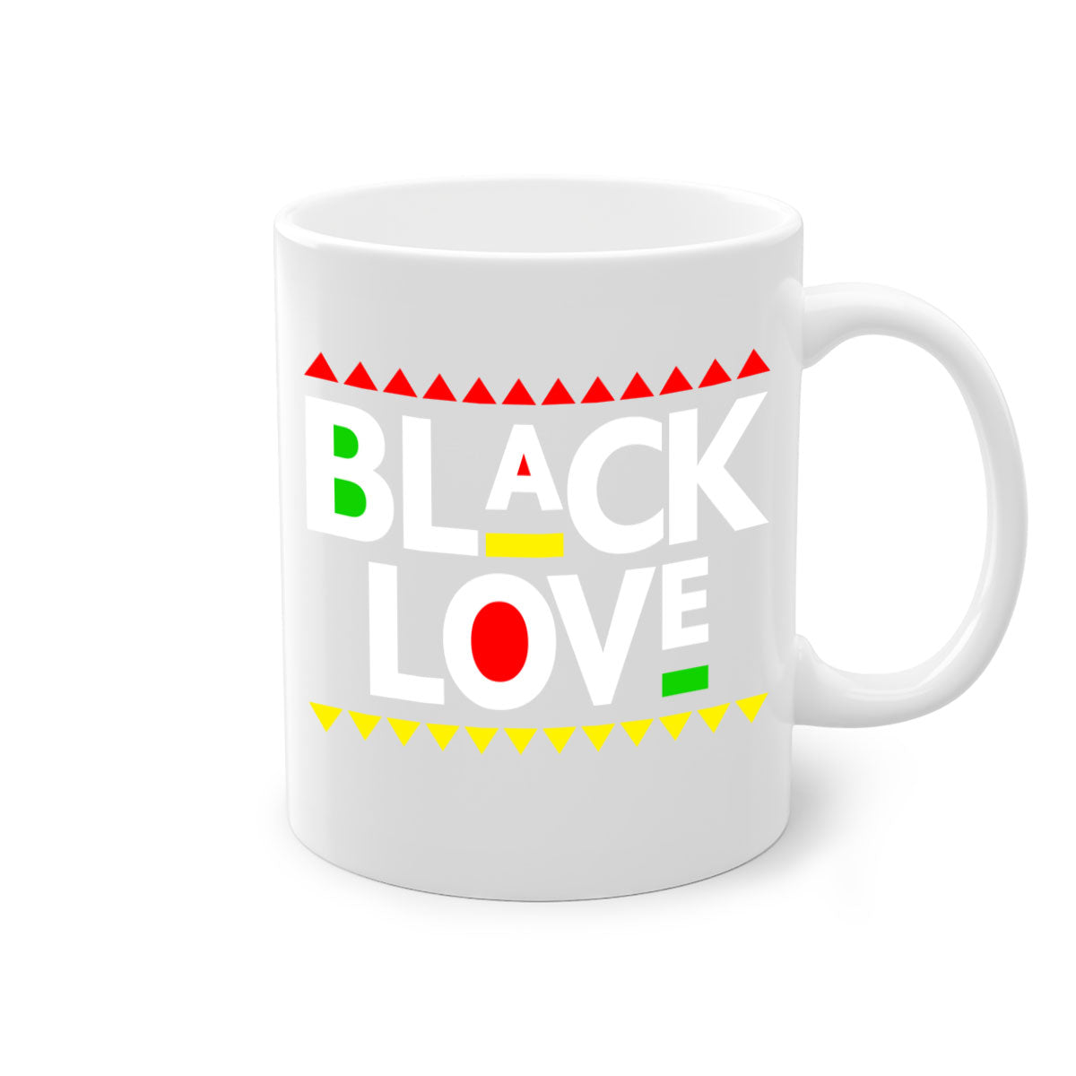 Black Love 228# Mug featuring a glossy finish with a colored handle and interior, available in multiple colors and sizes.