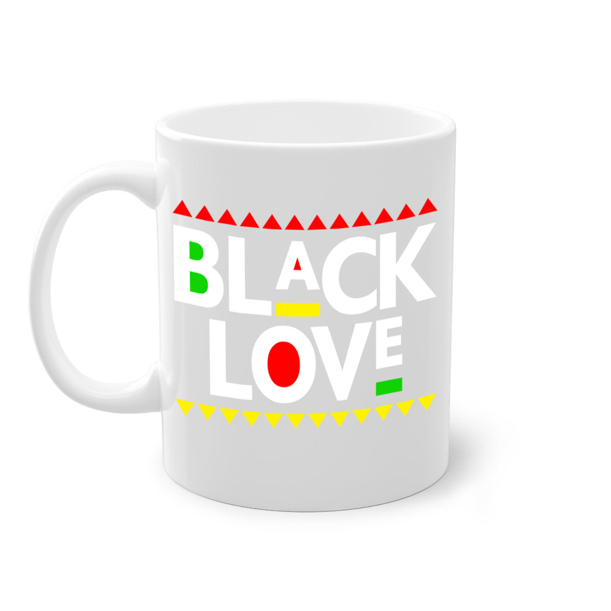 Black Love 228# Mug featuring a glossy finish with a colored handle and interior, available in multiple colors and sizes.