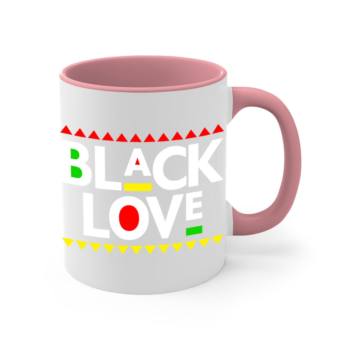 Black Love 228# Mug featuring a glossy finish with a colored handle and interior, available in multiple colors and sizes.