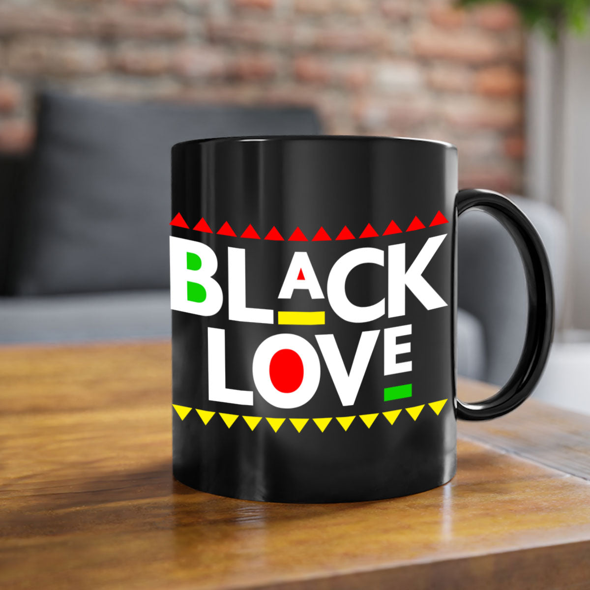 Black Love 228# Mug featuring a glossy finish with a colored handle and interior, available in multiple colors and sizes.