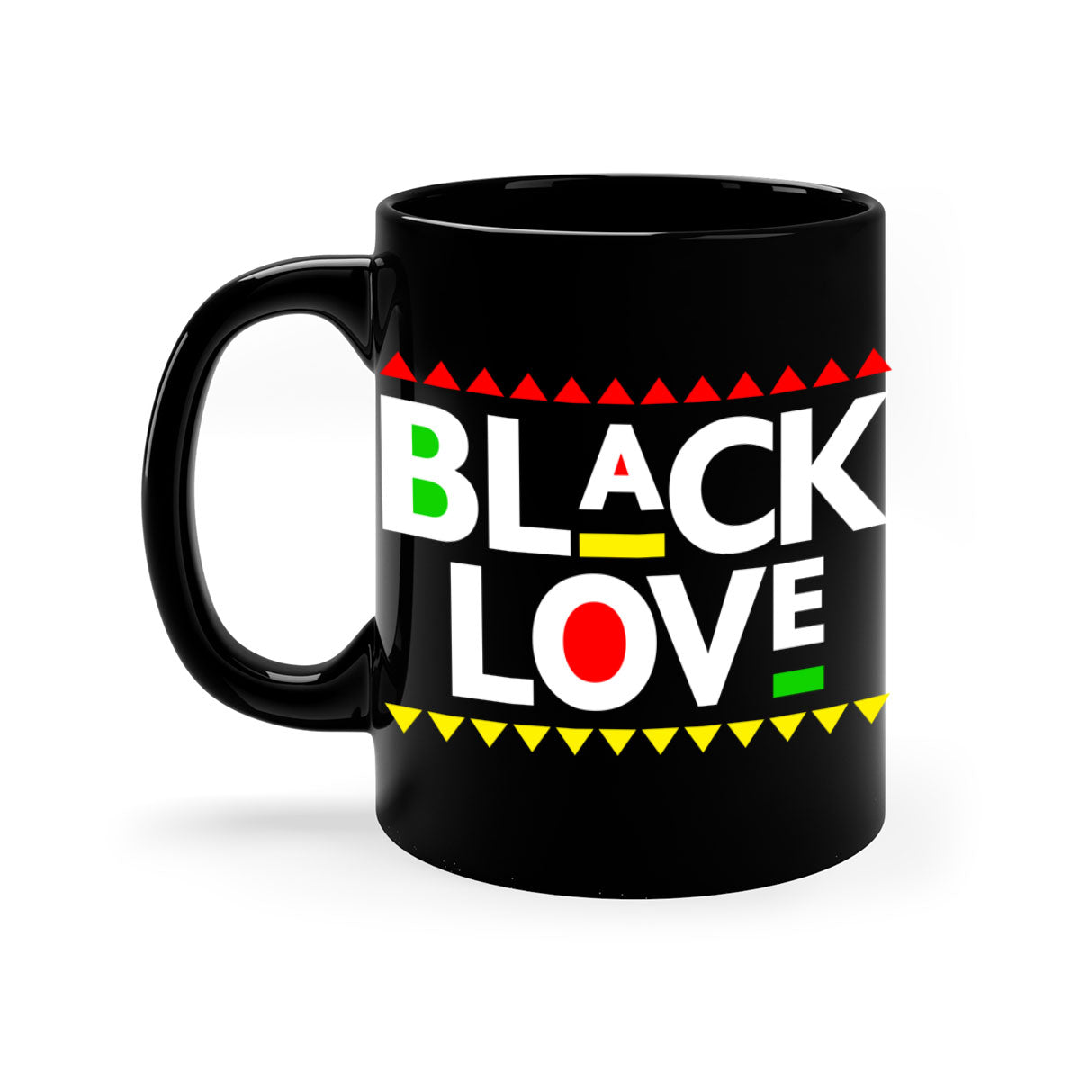 Black Love 228# Mug featuring a glossy finish with a colored handle and interior, available in multiple colors and sizes.