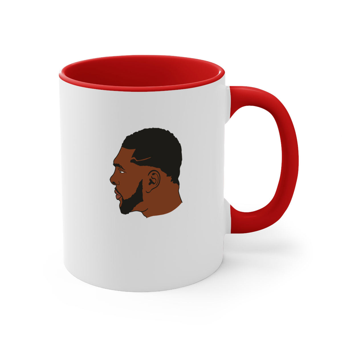 Black man 26# Mug featuring a glossy finish with a colored handle and interior, available in multiple colors and sizes.