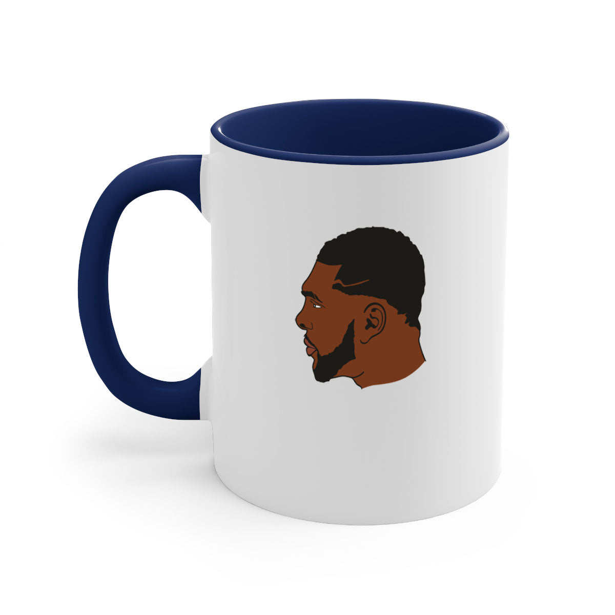 Black man 26# Mug featuring a glossy finish with a colored handle and interior, available in multiple colors and sizes.