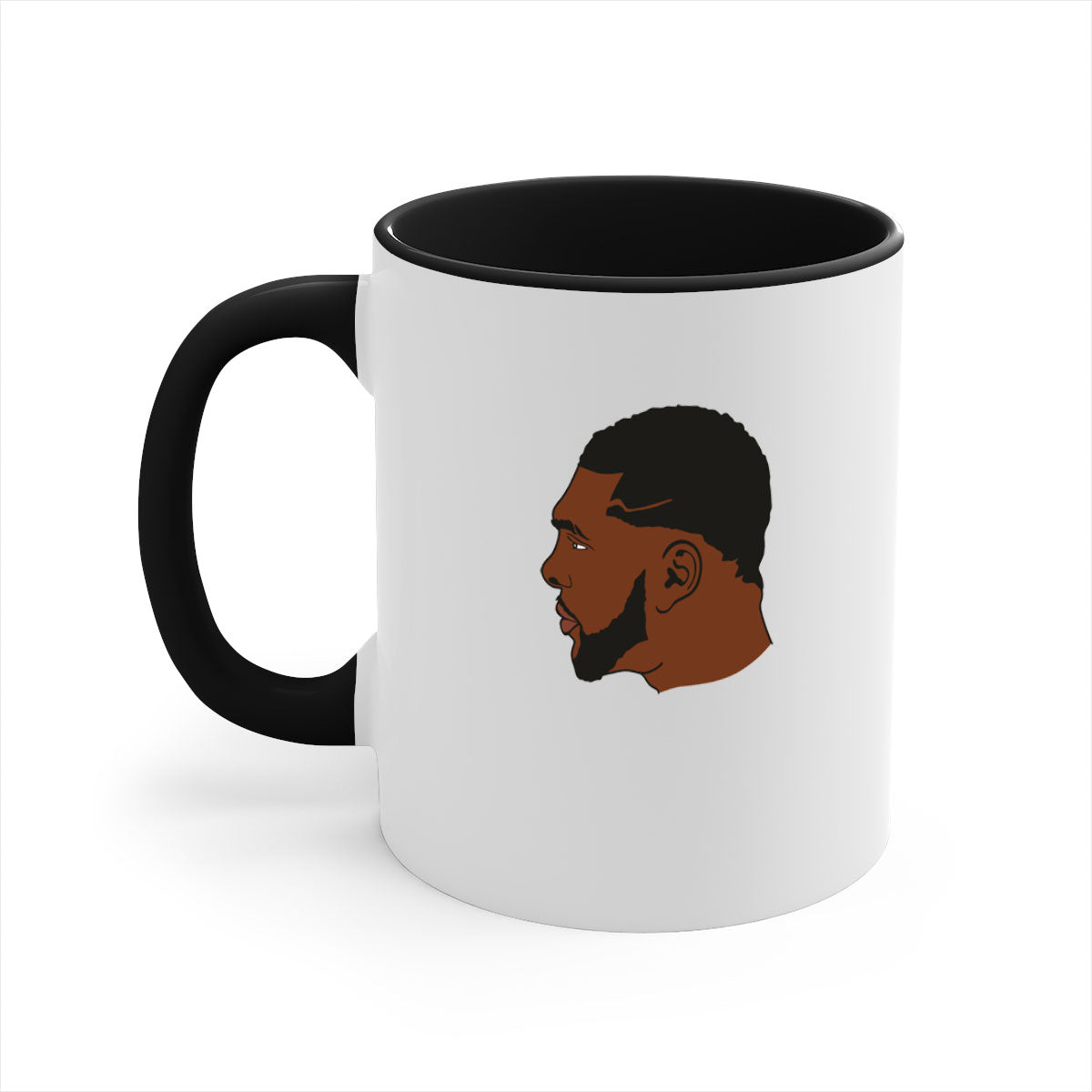 Black man 26# Mug featuring a glossy finish with a colored handle and interior, available in multiple colors and sizes.