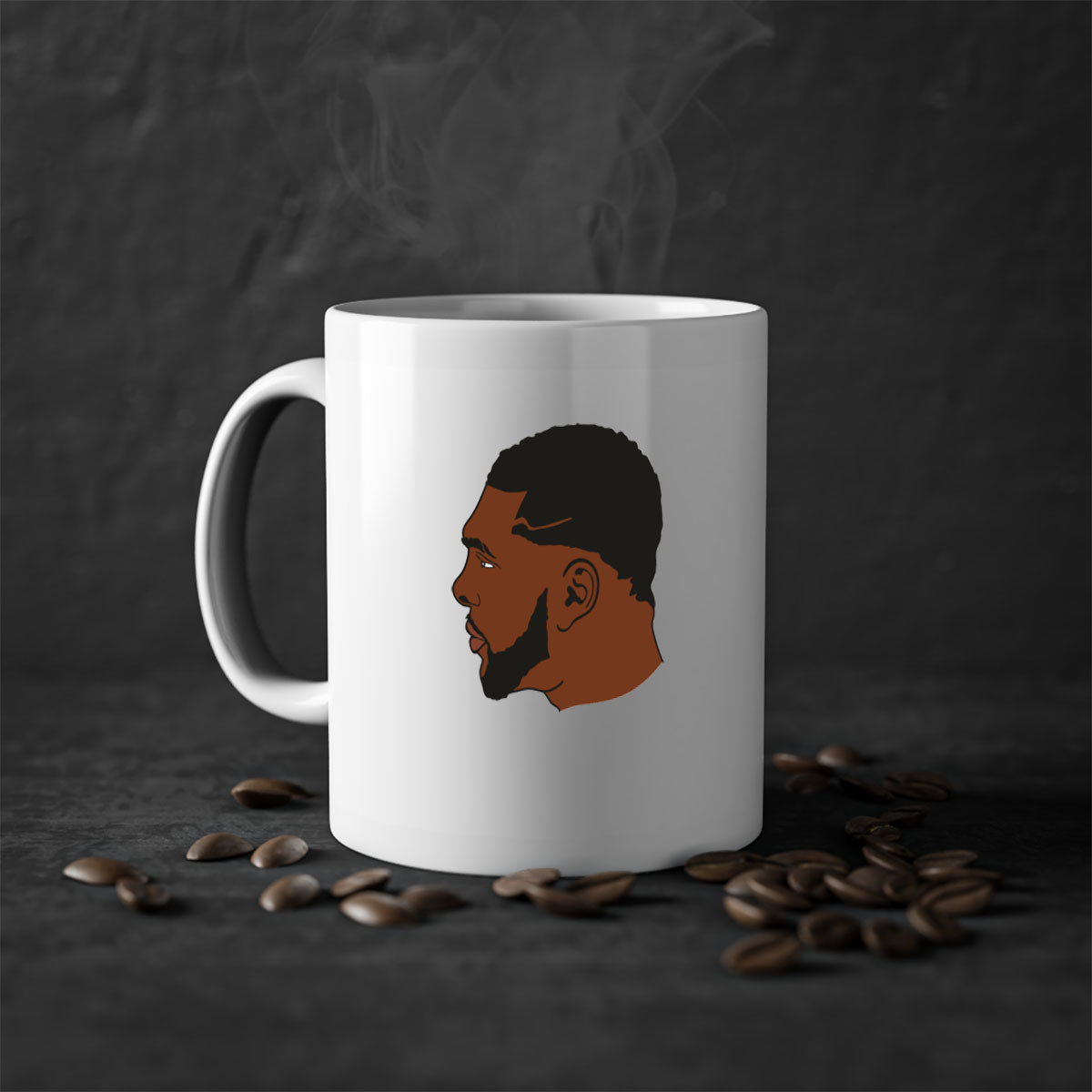 Black man 26# Mug featuring a glossy finish with a colored handle and interior, available in multiple colors and sizes.