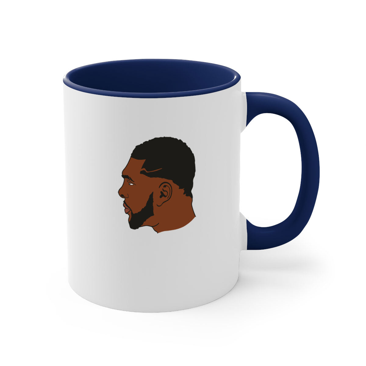 Black man 26# Mug featuring a glossy finish with a colored handle and interior, available in multiple colors and sizes.