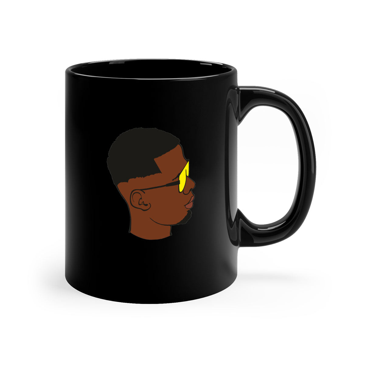 Black man 27# Mug featuring a glossy finish with a colored handle and interior, available in multiple colors and sizes.