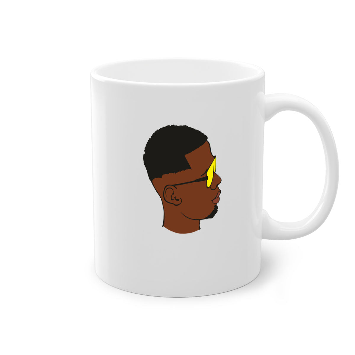 Black man 27# Mug featuring a glossy finish with a colored handle and interior, available in multiple colors and sizes.